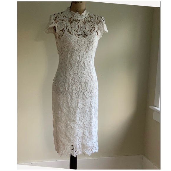 white lace overlay dress